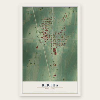 Bertha, Minnesota map print, the full design