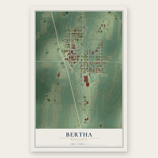 Bertha, Minnesota map print, the full design