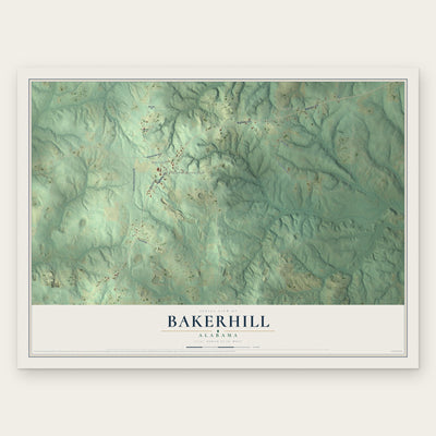 Bakerhill, Alabama map print, the full design