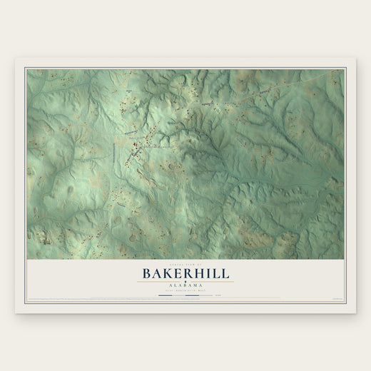 Bakerhill, Alabama map print, the full design