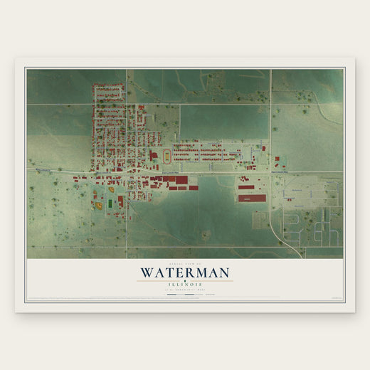 Waterman, Illinois map print, the full design