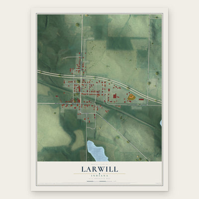 Larwill, Indiana map print, the full design