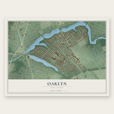 Oaklyn, New Jersey map print, the full design