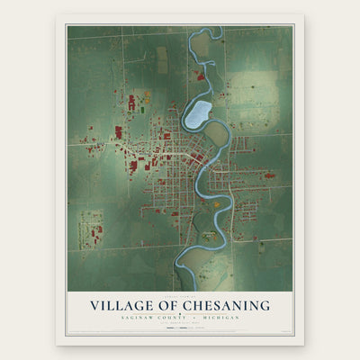 Chesaning, Michigan map print, the full design