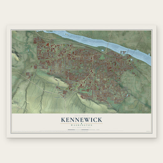 Kennewick, Washington map print, the full design