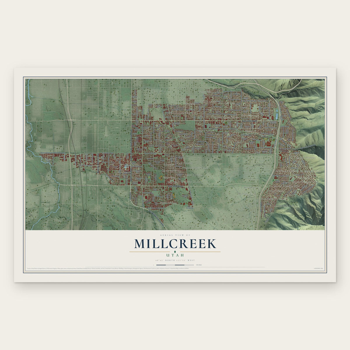 Millcreek, Utah map print, the full design