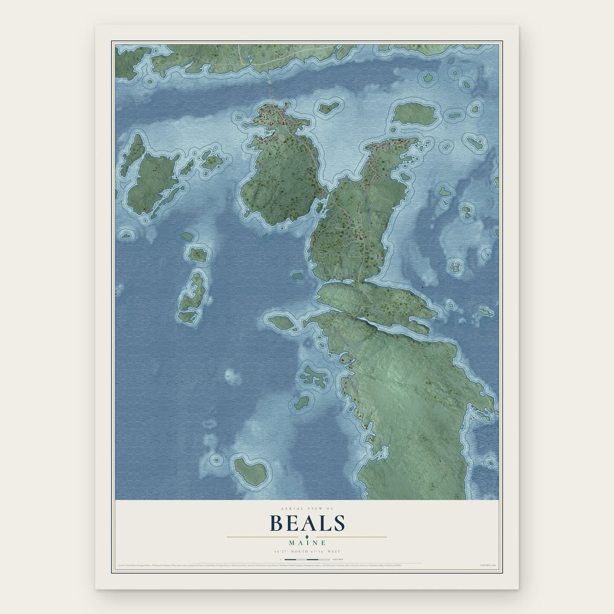 Beals, Maine map print, the full design