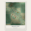 Grace City, North Dakota map print, the full design