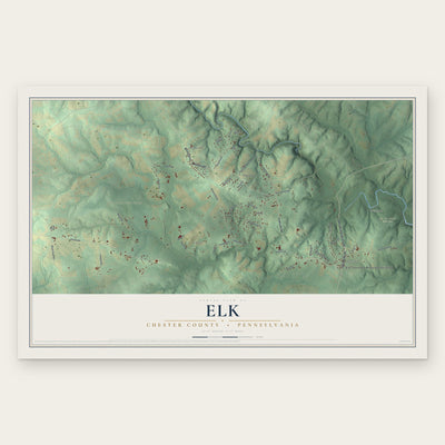 Elk, Chester County, Pennsylvania map print, the full design
