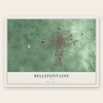 Bellefontaine, Ohio map print, the full design