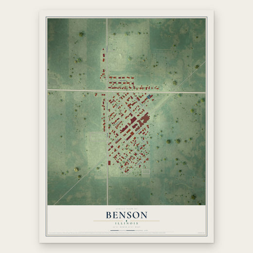 Benson, Illinois map print, the full design