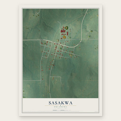 Sasakwa, Oklahoma map print, the full design