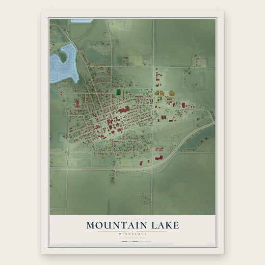 Mountain Lake, Minnesota map print, the full design