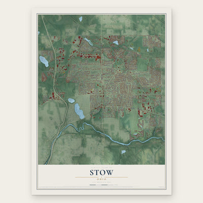 Stow, Ohio map print, the full design