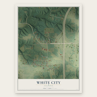White City, Illinois map print, the full design