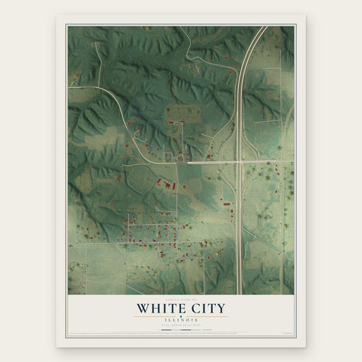 White City, Illinois map print, the full design