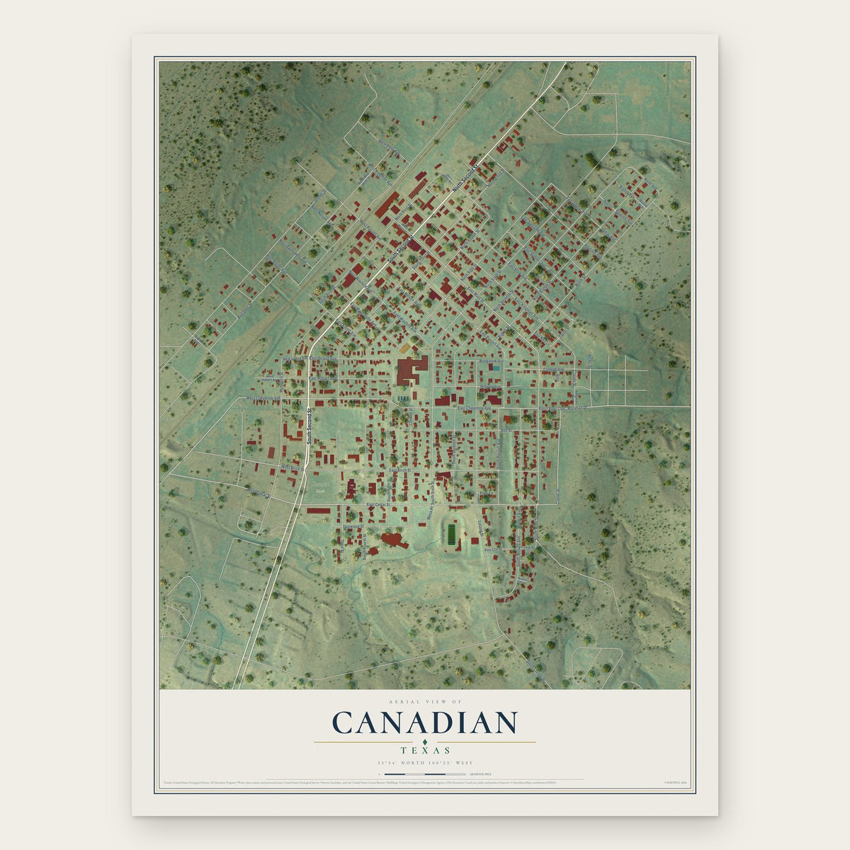 Canadian, Texas map print, the full design