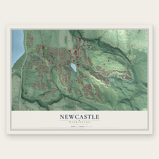 Newcastle, Washington map print, the full design