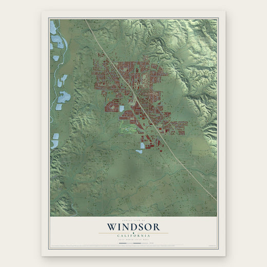 Windsor, California map print, the full design