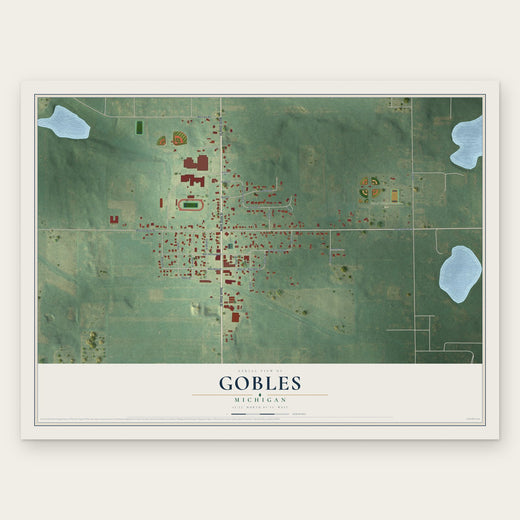 Gobles, Michigan map print, the full design