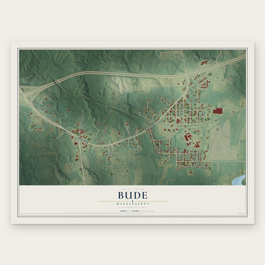 Bude, Mississippi map print, the full design