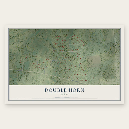 Double Horn, Texas map print, the full design