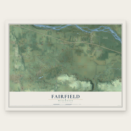 Fairfield, Wisconsin map print, the full design