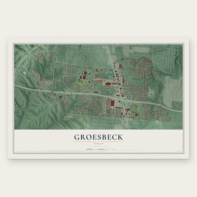 Groesbeck, Ohio map print, the full design