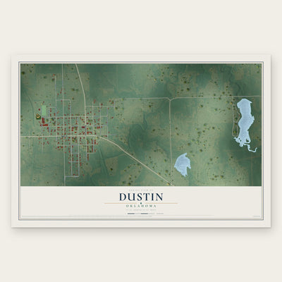 Dustin, Oklahoma map print, the full design