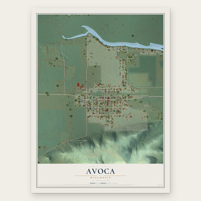 Avoca, Wisconsin map print, the full design