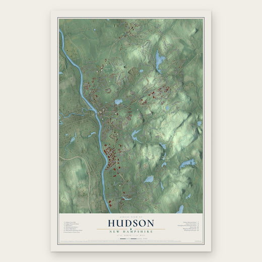 Hudson, New Hampshire map print, the full design