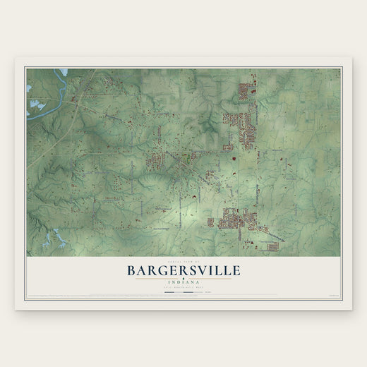 Bargersville, Indiana map print, the full design