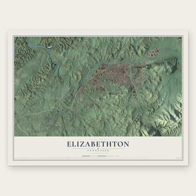 Elizabethton, Tennessee map print, the full design