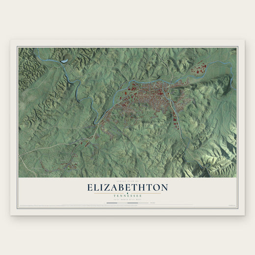 Elizabethton, Tennessee map print, the full design