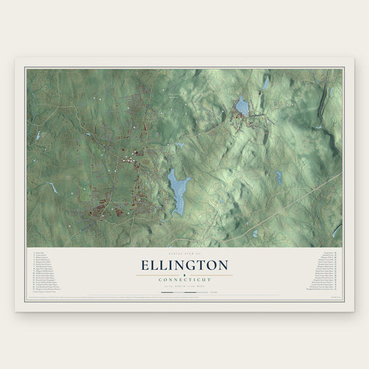 Ellington, Connecticut map print, the full design