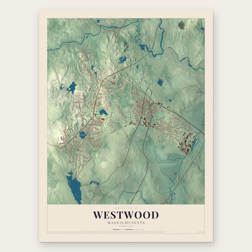 Westwood, Massachusetts map print, the full design
