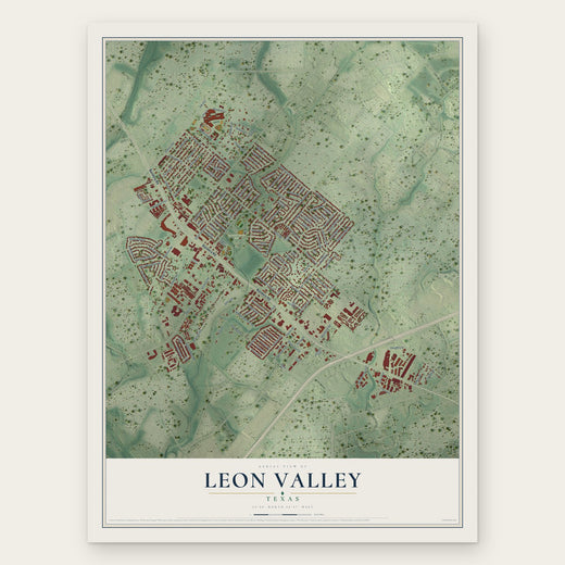 Leon Valley, Texas map print, the full design