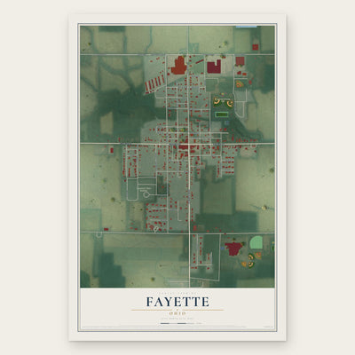 Fayette, Ohio map print, the full design
