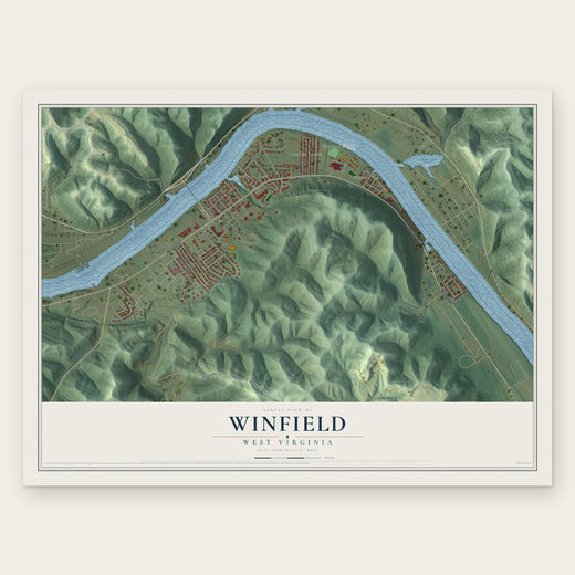 Winfield, West Virginia map print, the full design