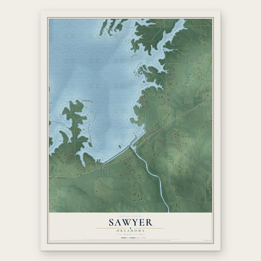 Sawyer, Oklahoma map print, the full design