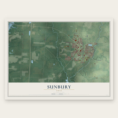 Sunbury, Ohio map print, the full design
