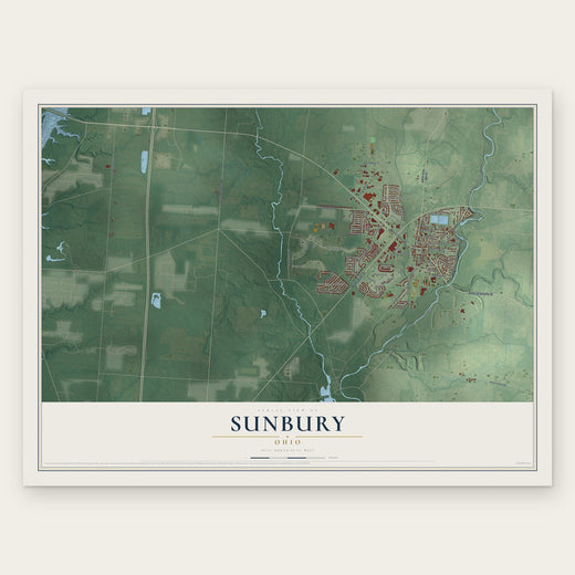 Sunbury, Ohio map print, the full design