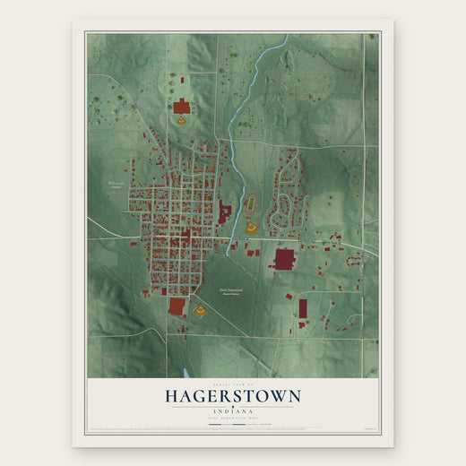 Hagerstown, Indiana map print, the full design
