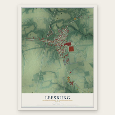 Leesburg, Ohio map print, the full design
