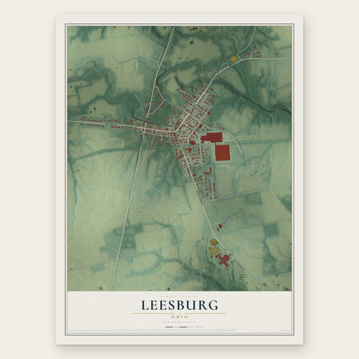 Leesburg, Ohio map print, the full design