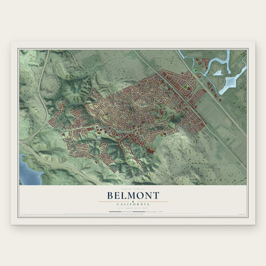 Belmont, California map print, the full design