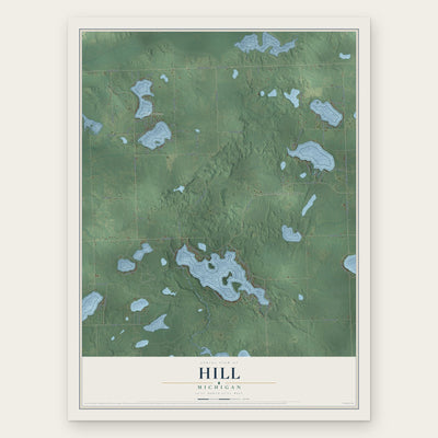 Hill, Michigan map print, the full design