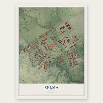 Selma, Texas map print, the full design