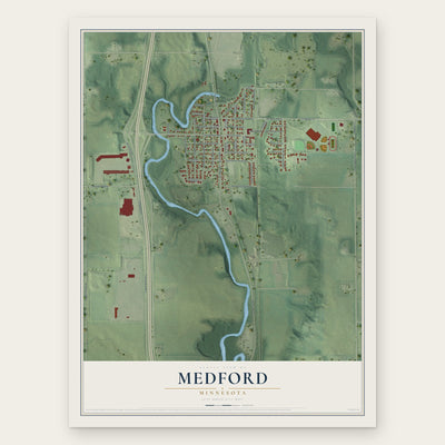Medford, Minnesota map print, the full design
