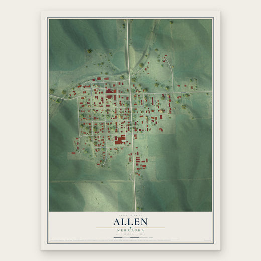 Allen, Nebraska map print, the full design